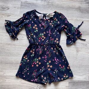 Magenta Kids Romper with Colorful Floral Print